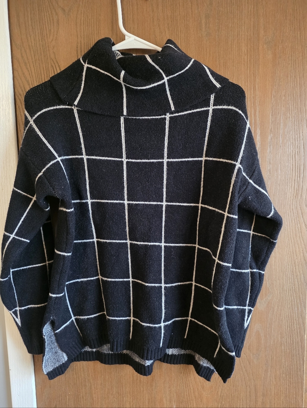 Cozy Black Windowpane Turtleneck Sweater